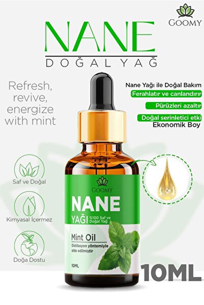 GOOMY Nane Yağı %100 Doğal Bitkisel Uçucu Yağ Peppermint Oil 10ml