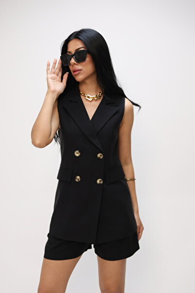 Nesil Γυναικείο κοντό σορτς και γιλέκο Modal με πλισέ