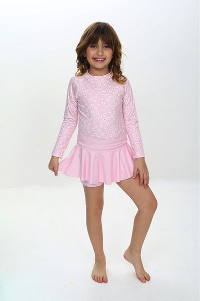 MODANINO Girl Shorts Skirt Long Sleeve Swimsuit Set 3-10 Years 12226