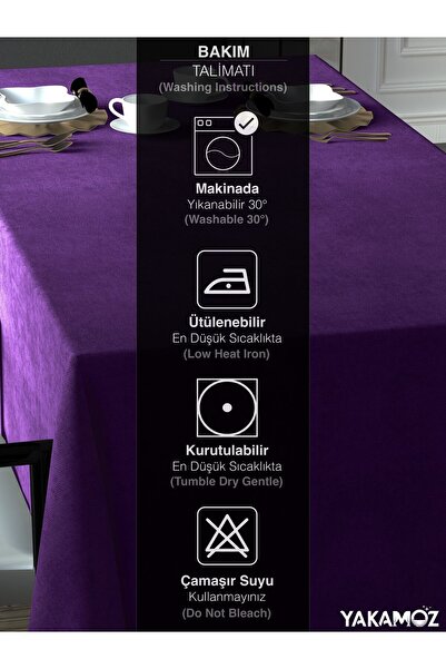 Yakamoz SWEET PURPLE VELVET TEXTURED TABLE COVER LEATHERLESS VELVET TOUCH SERIES