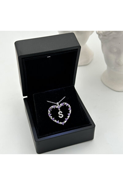 LOTUS JW Işıklı Kolye Kutulu Kişiye Özel Harfli Kalp Kolye | 925 Ayar Gümüş K...