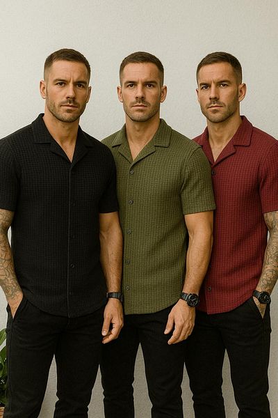 LC Waikiki Advantage Pack of 3 Short Sleeve Summer Quality Waffle Fabric Men's Shirt New Model - Non-Ironing