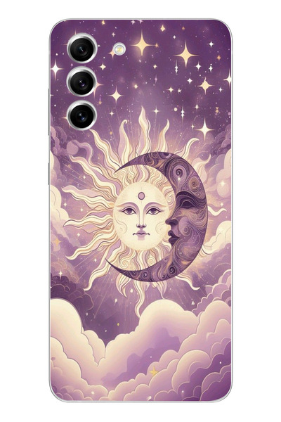 moonset Samsung Galaxy S21 Uyumlu Ay ve Güneş Tasarımlı Baskılı Şeffaf Telefo...