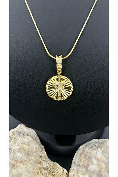 Butik Madalyonlu T Harfli Çelik Kolye