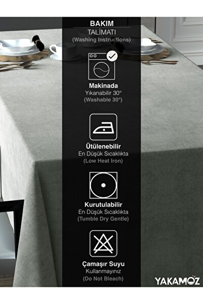 Yakamoz ECRU COLOR VELVET TEXTURED TABLE COVER LEATHERLESS VELVET TOUCH SERIES