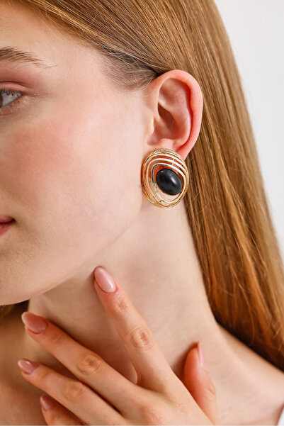 byozanyılmaz Black Stone Design Earrings
