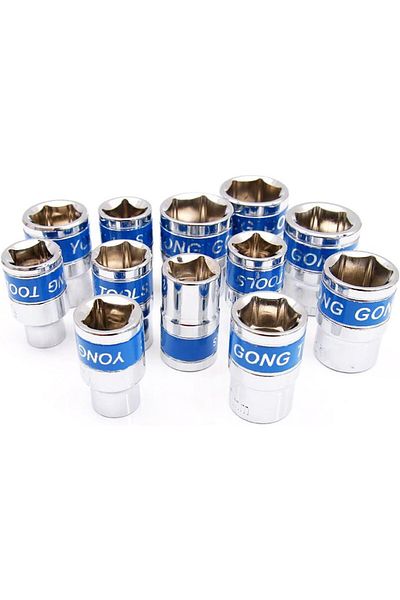 Generic 19pcs 1/2" Blue Hex Sockets 14mm CR-V Steel for Nut Removal, Anti-Rust Treatment