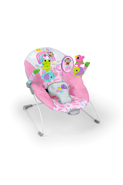 Bright Starts - Pink Paradise Vibrating Bouncer with Toys, 0 to 6 months
