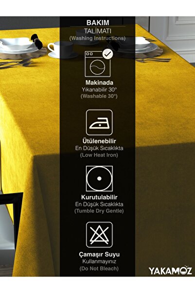 Yakamoz BALPETĞİ YELLOW VELVET TEXTURED TABLE COVER LEAD-FREE VELVET TOUCH SERIES