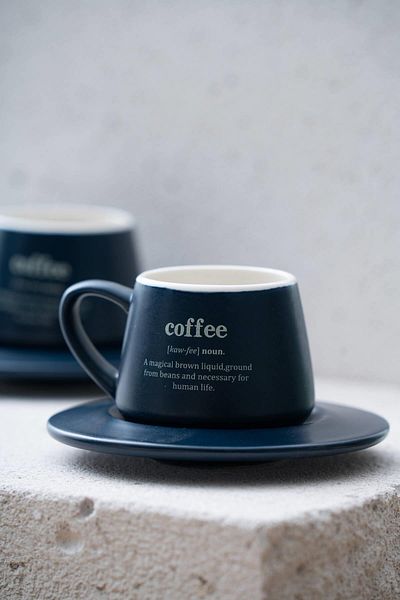 ACAR 7459 Blush 2 Piece Coffee Cup Set Navy Blue