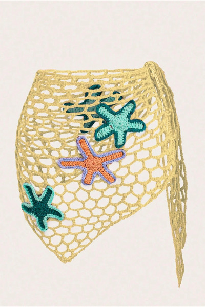 pistore Pareo din dantelă stea de mare galbenă Țesătură tricotată manual Pare...
