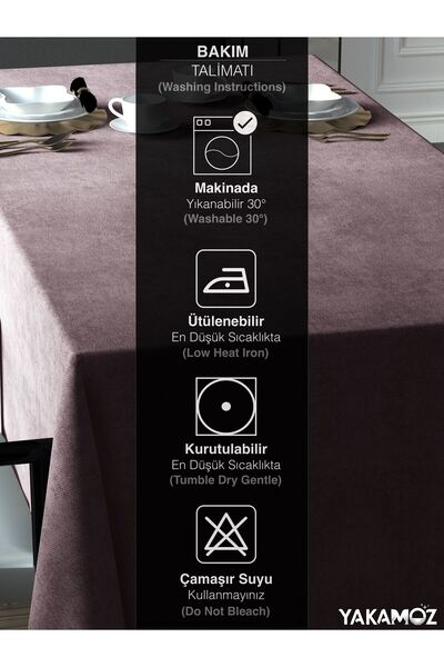 Yakamoz Tatlı Pembe Rengi Kadife Dokulu Masa Örtüsü Dertsiz Velvet Touch Serisi