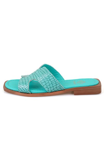 Desa Women's Turquoise Leather Slippers