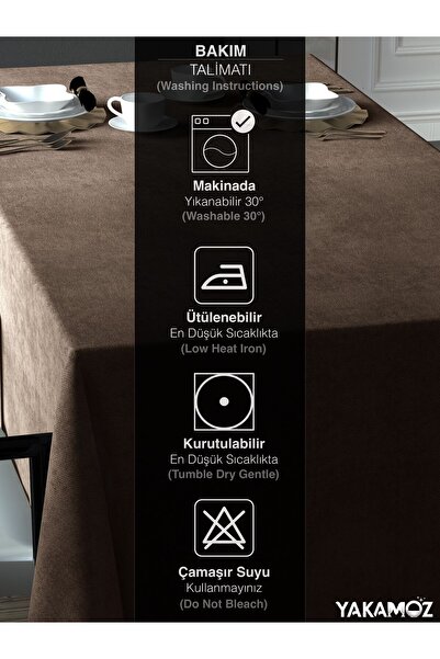 Yakamoz KAJU COLOR VELVET TEXTURED TABLE COVER LEAD-FREE VELVET TOUCH SERIES