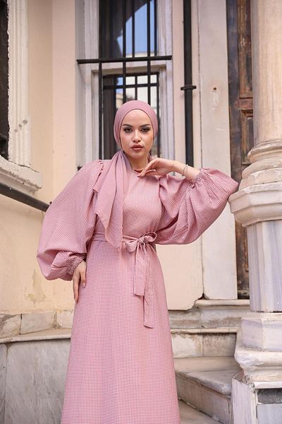 Nissra Φόρεμα Ankanoor Balloon Sleeve Gingham Jacquard Anka251691