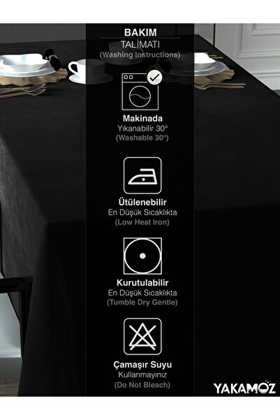 Yakamoz BLACK VELVET TEXTURED TABLE CLOTH WITHOUT DERT VELVET TOUCH SERIES
