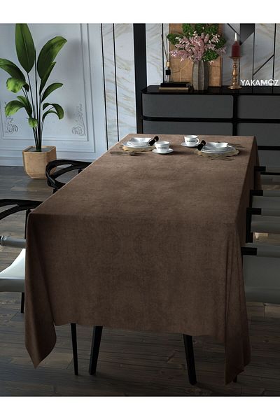 Yakamoz KAJU COLOR VELVET TEXTURED TABLE COVER LEAD-FREE VELVET TOUCH SERIES