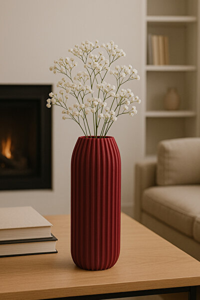 Moonart Design Lysa Bordo Renk Modern Dekoratif Vazo – Minimalist ve Doğal Görünüm