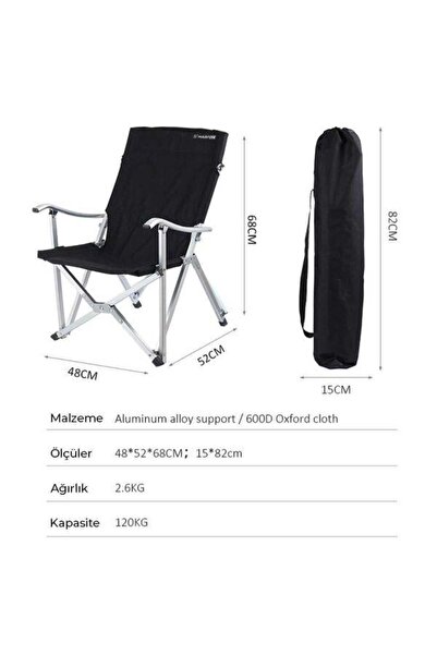 MADFOX Dachuan Katlanır Kamp Sandalyesi/Siyah///