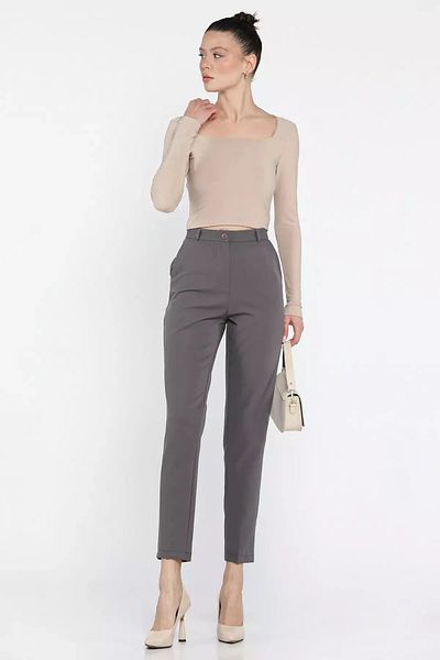 GÜLSELİ Gray Women's Fabric Pants