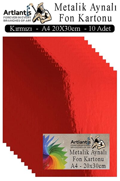 Artlantis Metalik Aynalı Fon Kartonu 10 lu A4 20X30 cm 1 Paket Okul Sınıf Dek...
