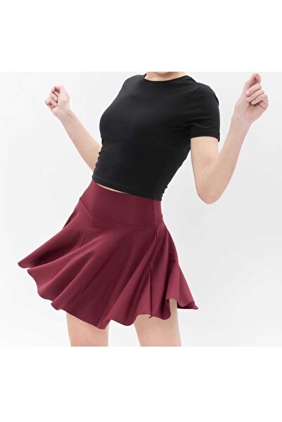 aryam butik Yüksek Bel Volanlı Enjeksiyon baskılı dalgıç kumaş Spor Etek Deniz Şortu Skirt With Shorts