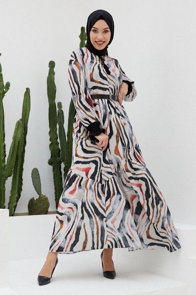 Nissra Ankanoor Kobe Crepe Tassel Λεπτομερές φόρεμα με ζώνη Anka251404