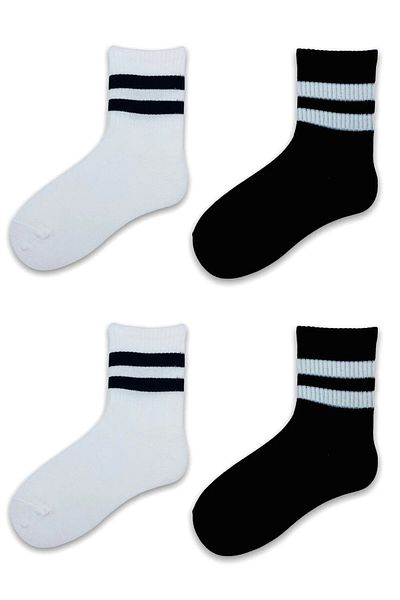 Bellanora 4 Pairs Economic Package Men Women Unisex Socks Socket Long Tennis Socks Striped College Socks