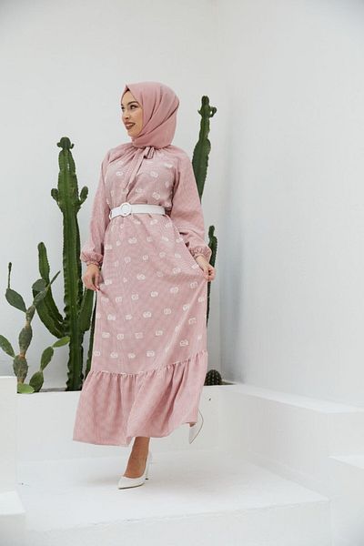 Nissra Ankanoor Gingham Raglan Κέντημα Φόρεμα Anka251406