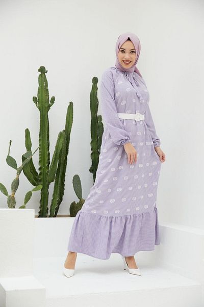Nissra Ankanoor Gingham Raglan Sleeve Embroidered Dress Anka 251406