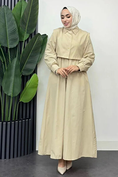 Tesettür Diyarı فستان سترة فينوس باللون البيج