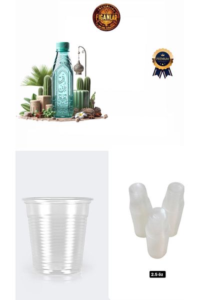 figanlar ambalaj 50 Pieces 2.5 oz Tiny Size Transparent Plastic Cup (Zemzem Cup) Plastic Zemzem Water Cup