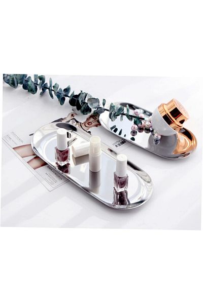 Farklıevim 3 Medium (23.5cm) Oval Boat Silver Snack Bowl Dessert Jewelry Cosmetic Dish Stainless Steel