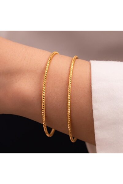 2'li Desenli Takım 20 Gr(GRAM) 22 Ayar Altın İşçiliksiz Bilezik