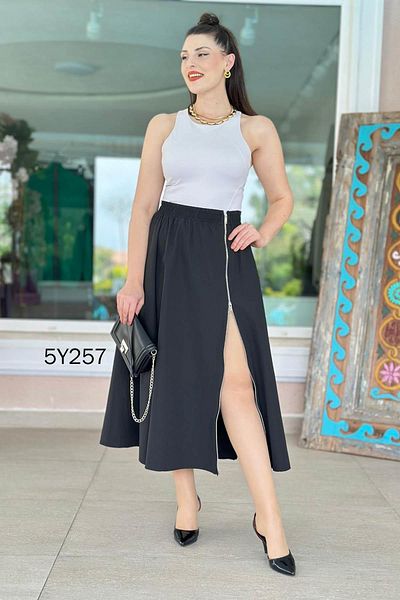 İnce Topuk Zippered Parachute Skirt 5Y257