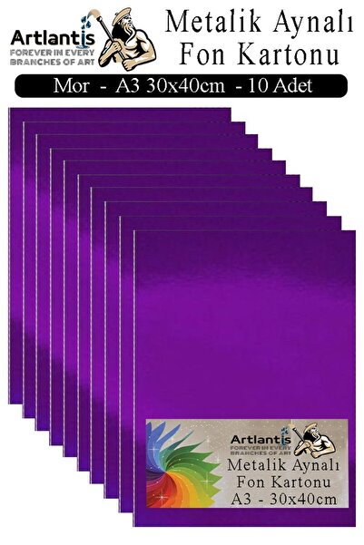 Artlantis Metalik Aynalı Fon Kartonu 10 lu A3 30x42 cm 1 Paket Okul Sınıf Dek...