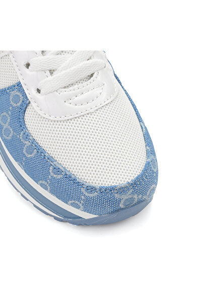 Tmall Pantofi sport pentru femei, cu inserții de plasă, 1266, albi cu albastru