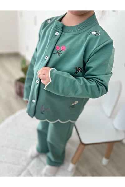 RAPAPA Girl's Floral Holiday Suit with Cardigan Top and Bottom 2592