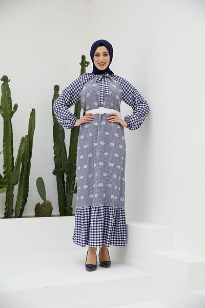 Nissra Ankanoor Gingham Raglan Κέντημα Φόρεμα Anka251406
