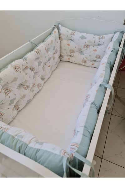 yasetex tasarım 60 × 120 - طقم حماية لجانب سرير الأطفال - ارتفاع 40 سم، قابل للغسل