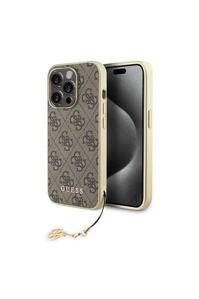Guess Case For Iphone 15 Pro Hardcase 4g Charm, - Brown