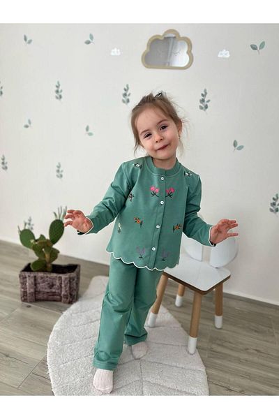 RAPAPA Girl's Floral Holiday Suit with Cardigan Top and Bottom 2592