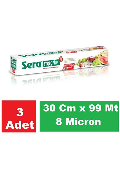 SERA Stretch Film 30 cm X 99 Mt 8 Micron X 3 Packs
