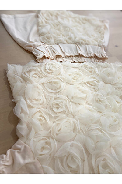 Marka Sensin Kids Kız Çocuk Şort Etekli 3 Boyutlu Gül Desenli Özel Tasarım 2'li Takım