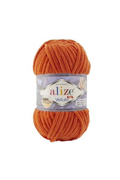 Alize Velluto Velvet Hand Knitting Yarn Κωδικός χρώματος:06-πορτοκαλί