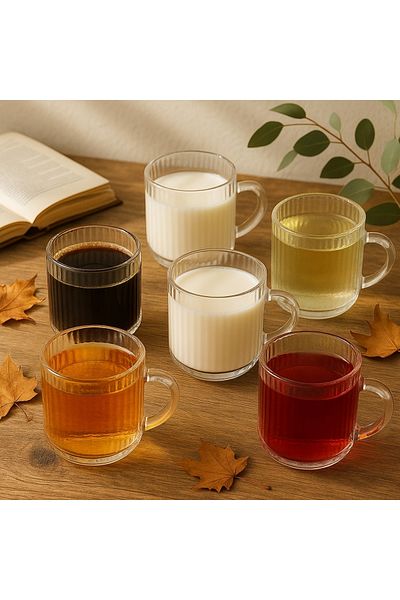 TARIK HOME Set of 6 Borosilicate Glassware Cups with Handles 110 Ml.