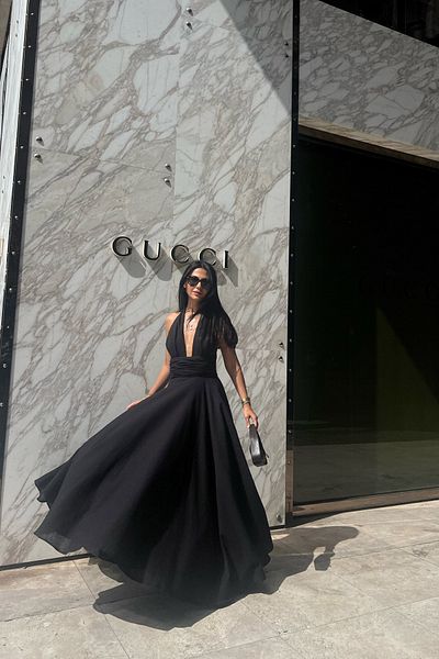 Seda Yalçın Atelier Rochie de in negru Puglia Design - Detaliu spate