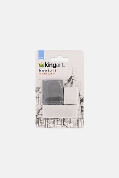 Kingart 3 Piece Eraser Set, Grey/white