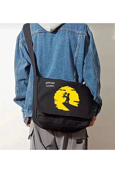 weywot Black Yellow People Cartoon School, Course, Tutoring Messenger Bag