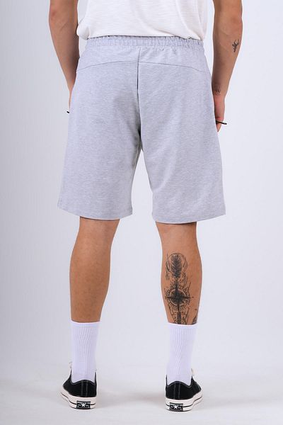 Behind Look Lace-Up Waist Segmented Zippered Shorts Gray Melange